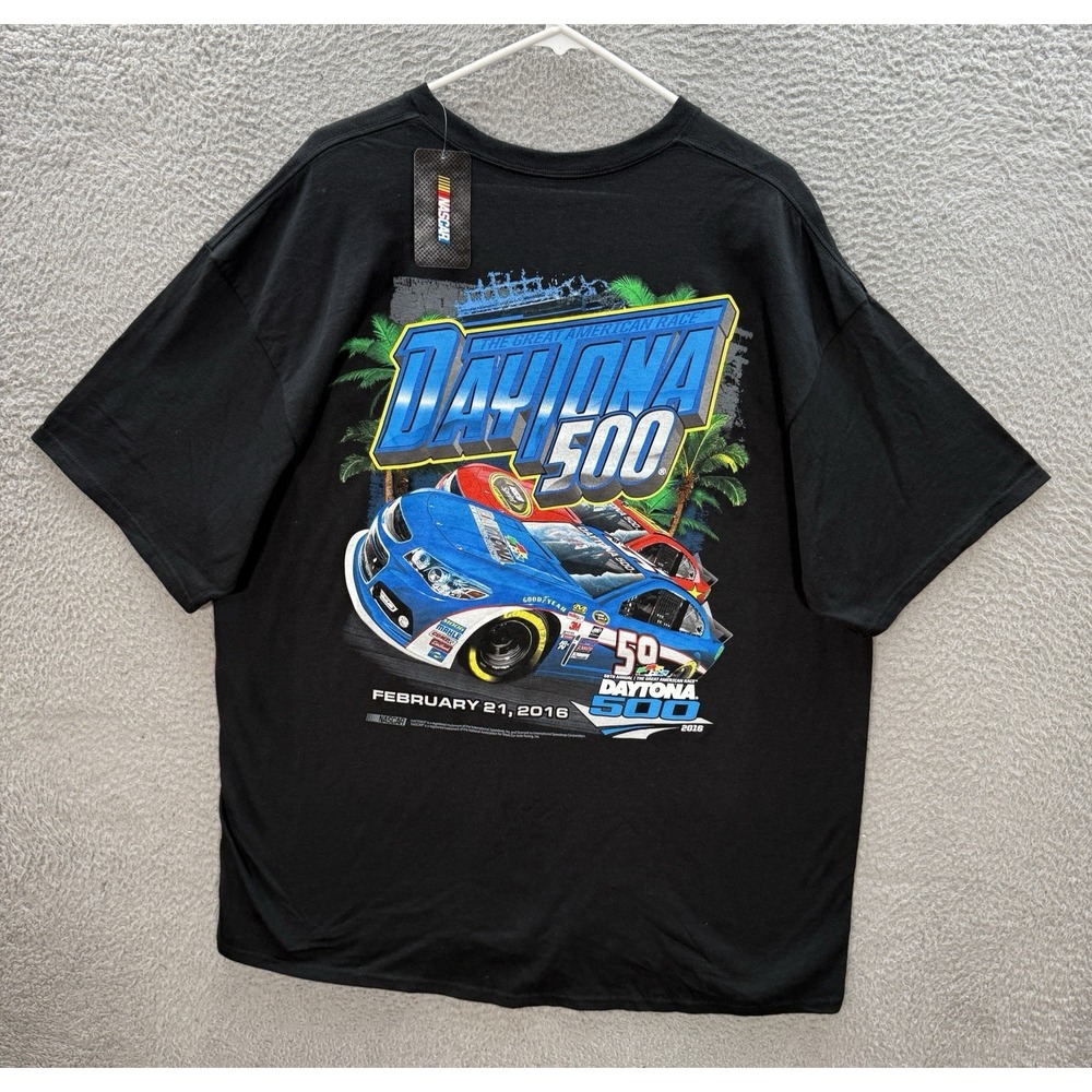 Nascar Shirt Adult 2XL XXL Black Crewneck Daytona Beach 2016 Racing Grunge Mens